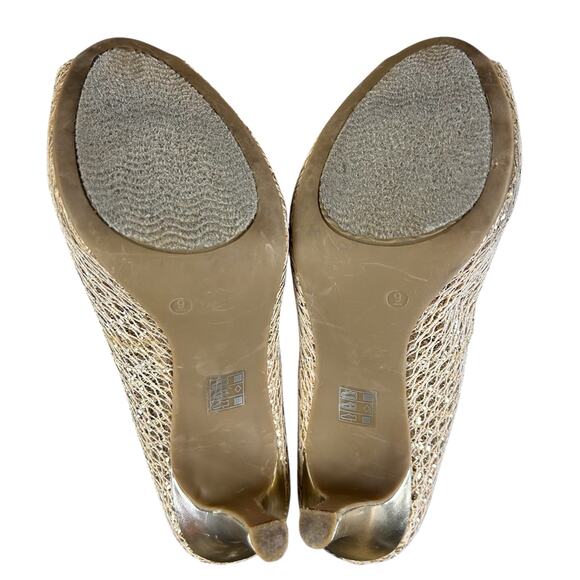 Audrey Brooke Pumps Women Size 9 Gold Glitter Peep Toe Glam Party Holiday Heels - Picture 8 of 9